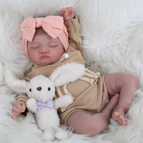 20 Inch Reborn Baby Doll Realistic Newborn Sleeping Soft Cloth Body Toy for Kids - Picture 4 of 7